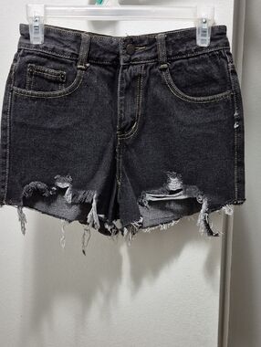 Black Distressed Denim Women’s Shorts